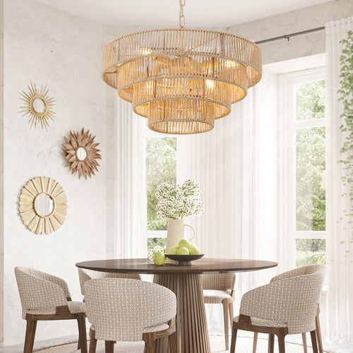 Bohemian style Woven Pendant Light 19.7 Inch Rattan Ligh Large Rattan